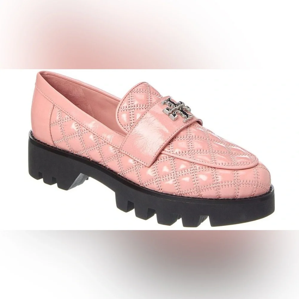 AUTHENTIC Tory Burch Pink Quilted Lug Sole Loafers NWOB size 8